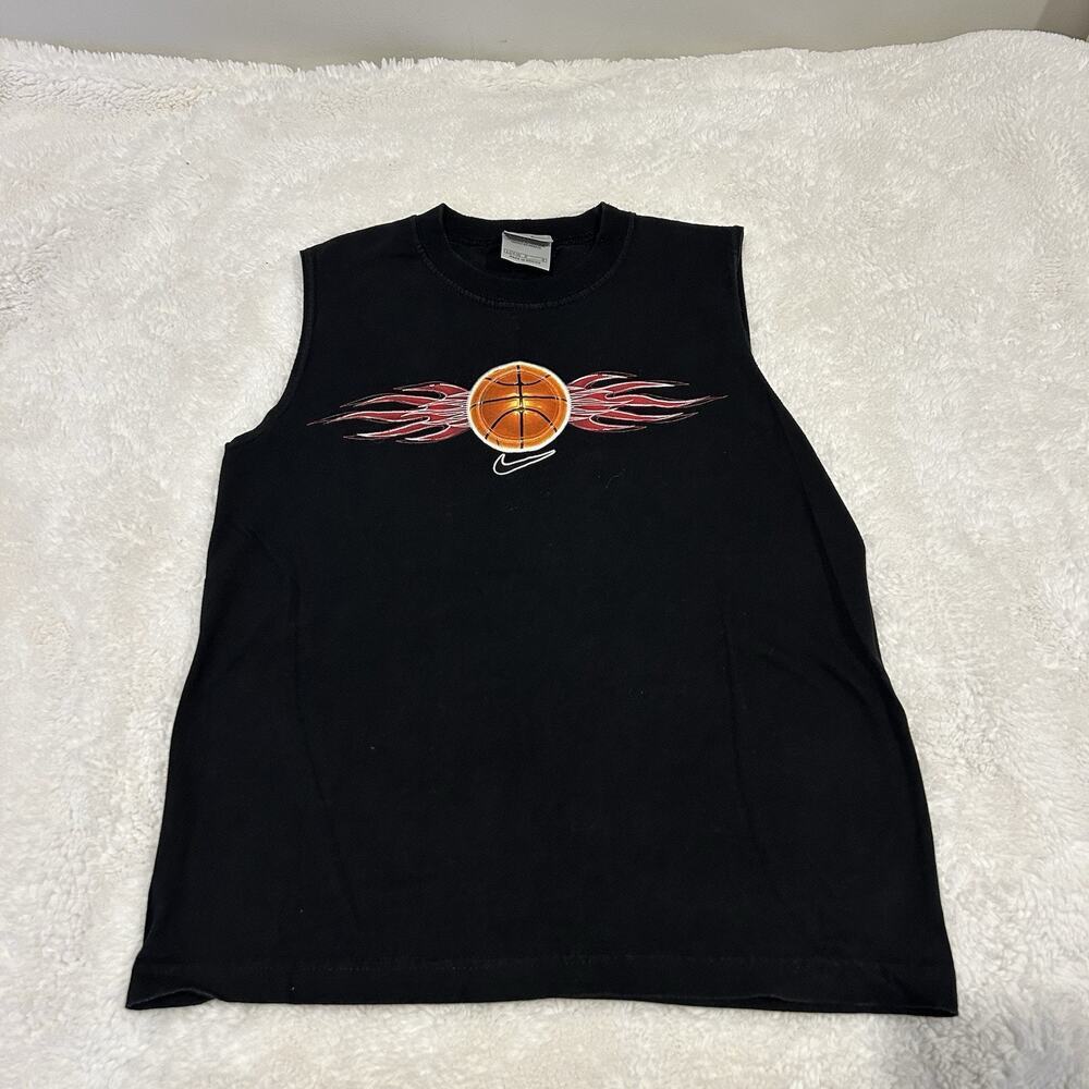 VTG Y2K Nike Boys Basketball Black Sz Large 100% Cotton Athleisure Luxe Casual - Picture 1 of 7